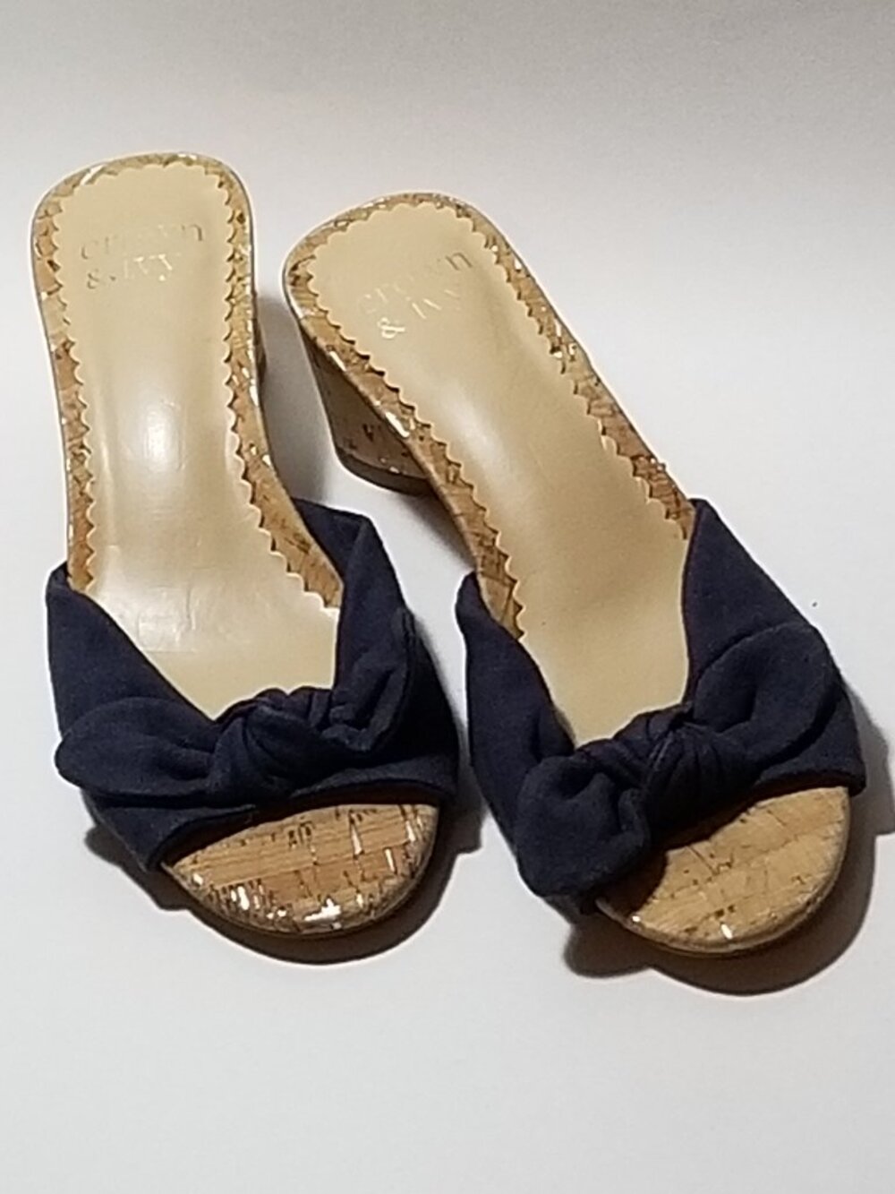Blue Bow Slide Sandals Crown & Ivy Sz 6M